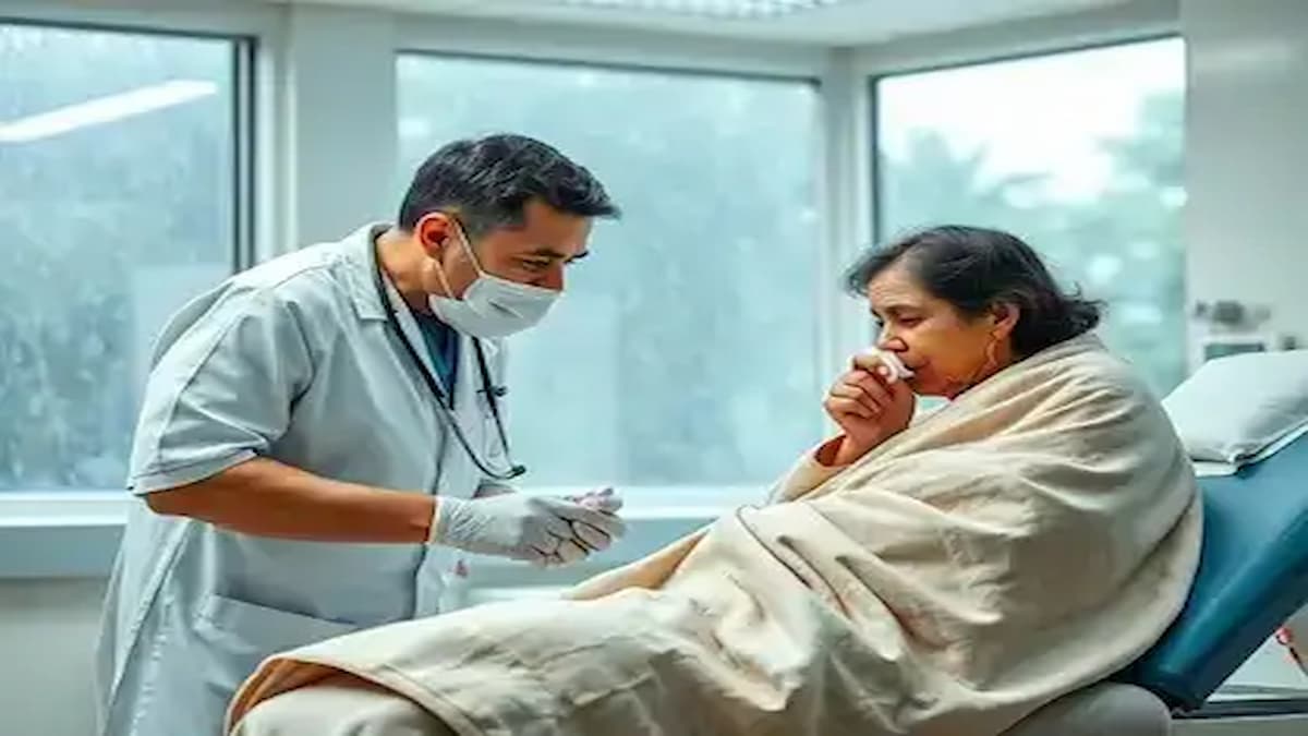 Doctor checking a patient with flu symptoms